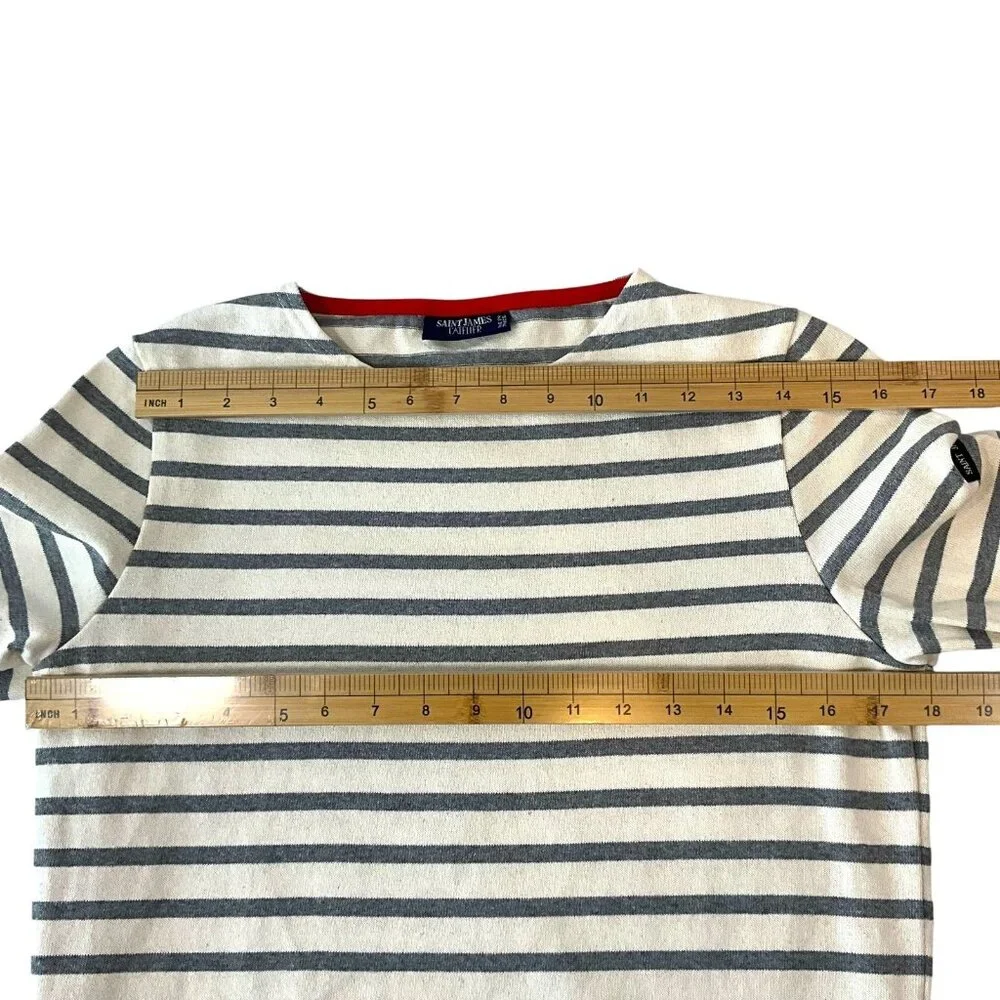 Saint James Vaujany Heart Patch Long Sleeve T Shirt Womens US 8 Striped Cotton - Picture 9 of 11